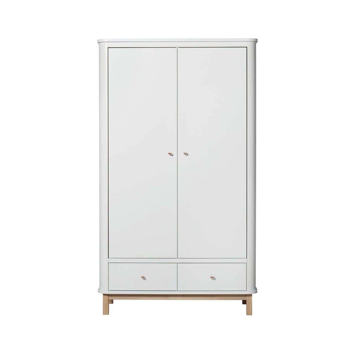 Oliver Furniture Wood Wardrobe 2 Doors - White/Oak – Wardrobes for children, available at Learning Bugs UK