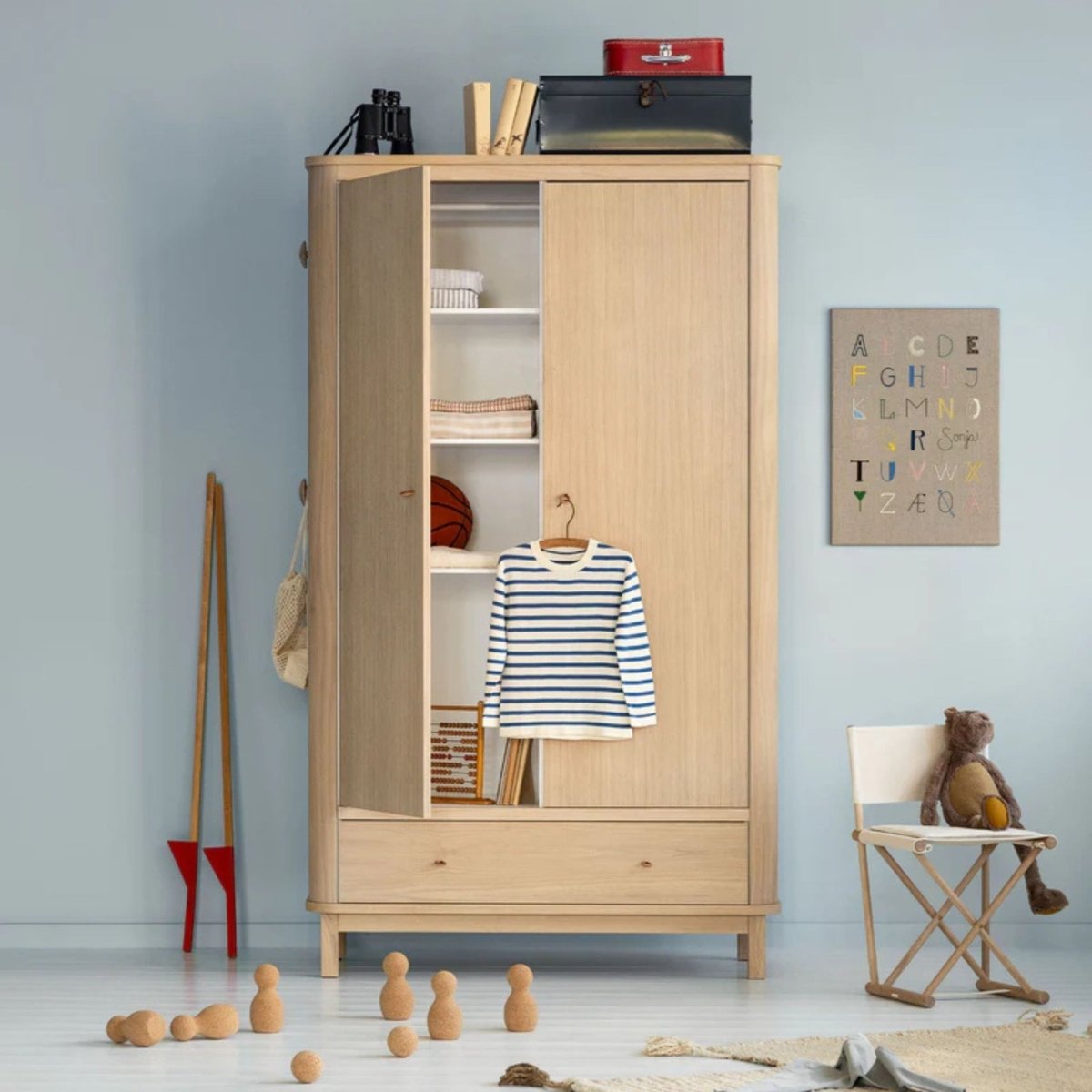 Oliver Furniture Wood Wardrobe 2 Doors - Oak – Wardrobes for children, available at Learning Bugs UK