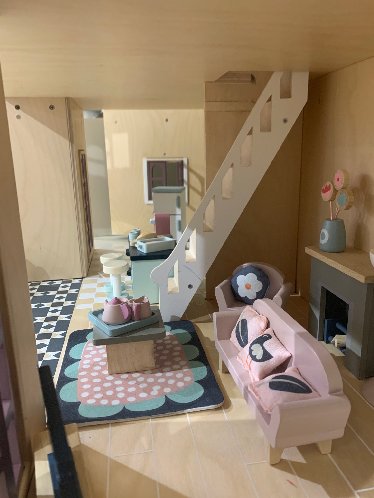 Buy Tender Leaf Dolls House Sitting Room Furniture Set | Wooden dolls house furniture for kids by Learning Bugs UK