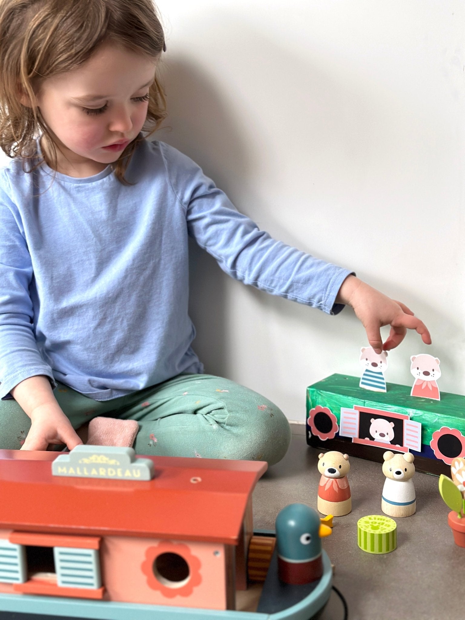 Buy Tender Leaf Little Otter Canal Boat | small world boat playset for kids by Learning Bugs UK