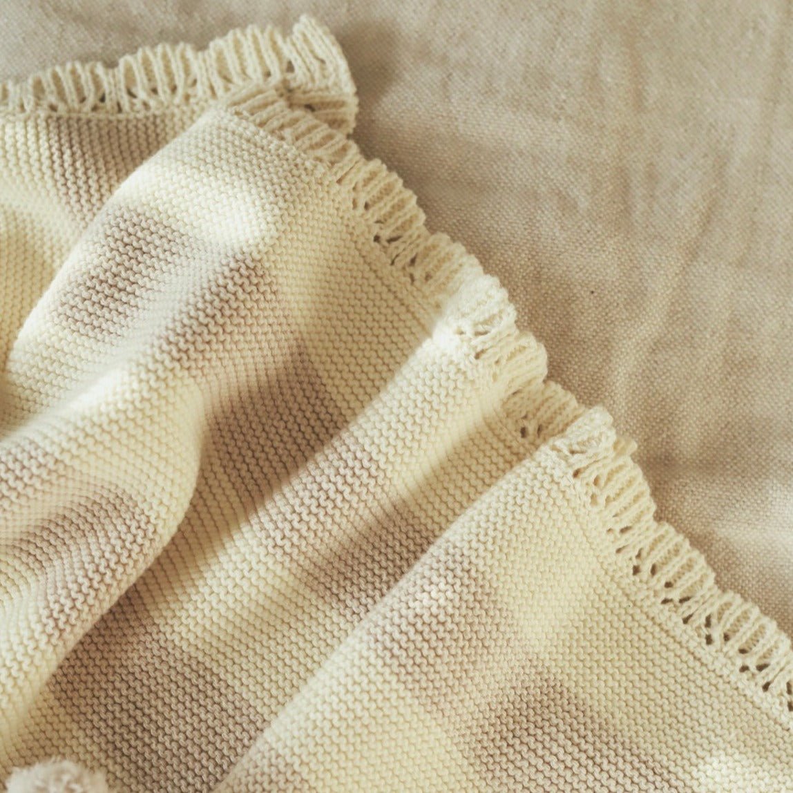 Buy Stripe Knit Blanket - Oat Melange | Blankets for kids by Learning Bugs UK