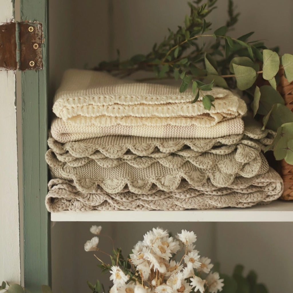 Stripe Knit Blanket - Oat Melange