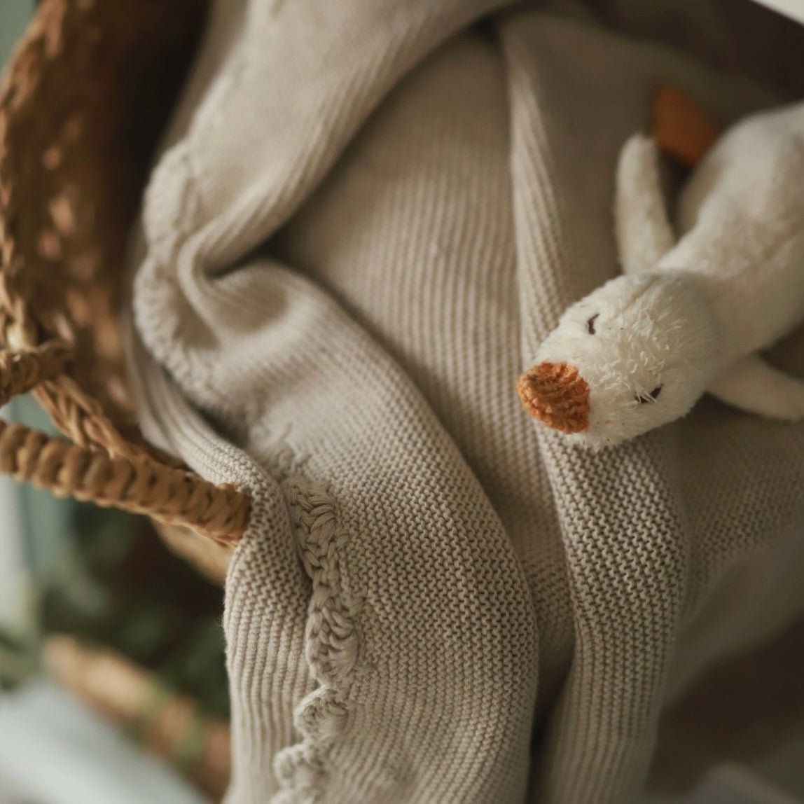 Buy Scallop Knit Blanket - Stone | Blankets for kids by Learning Bugs UK