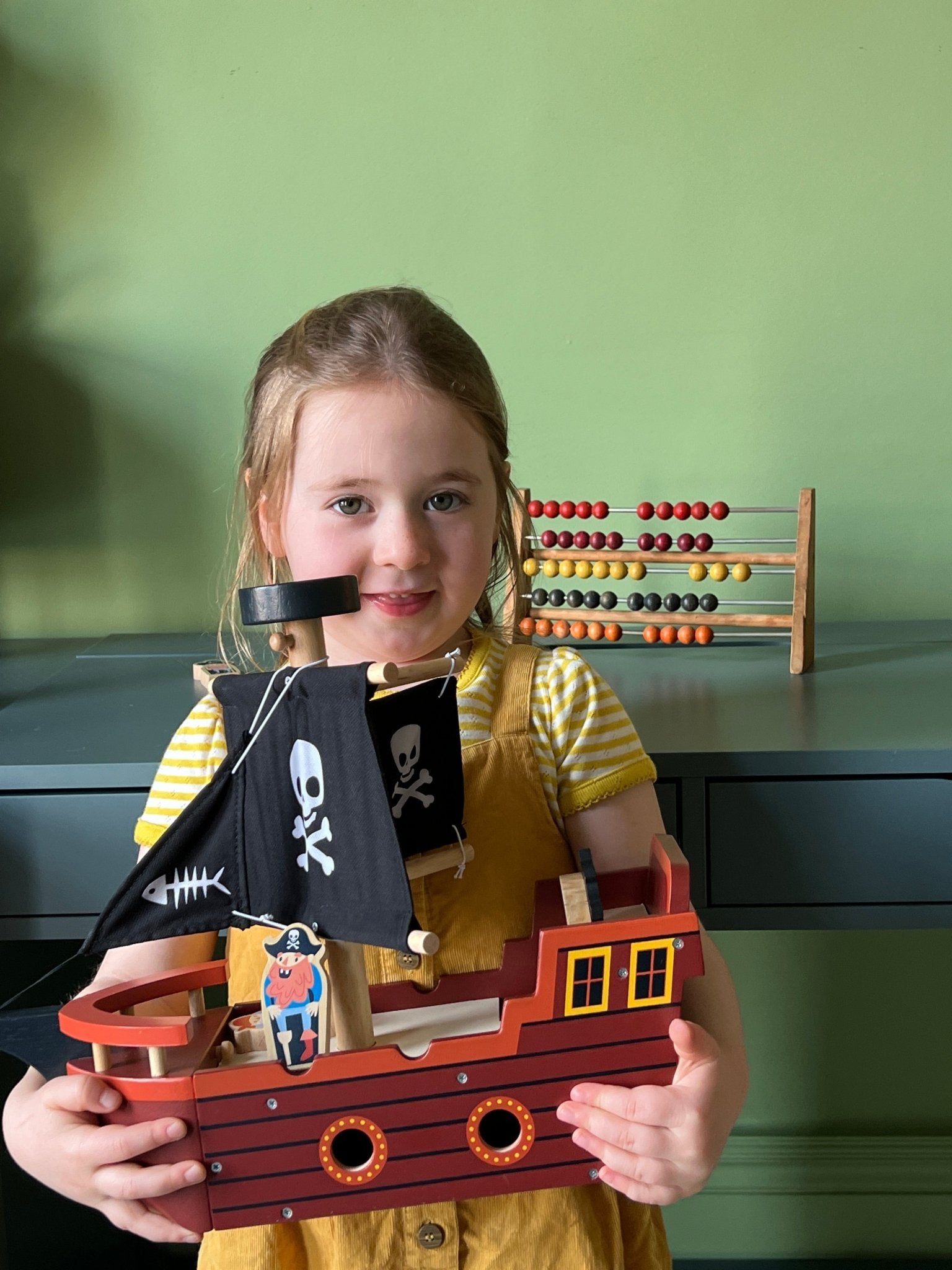 Buy Fishbones Pirate Ship | Wooden boat for kids by Learning Bugs UK