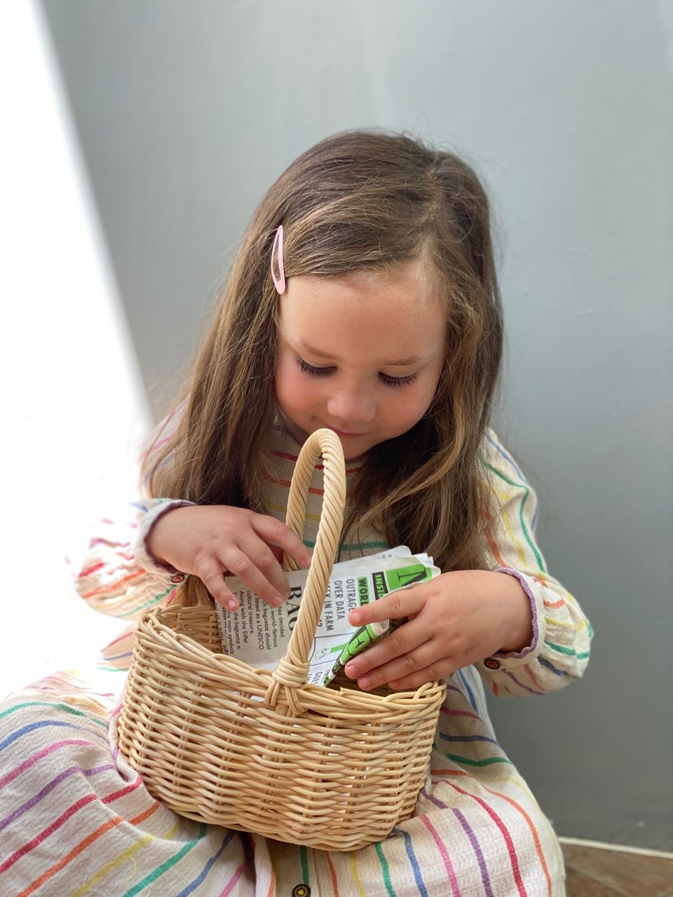 Buy Wicker Shopping Basket | Wooden shopping basket for kids by Learning Bugs UK