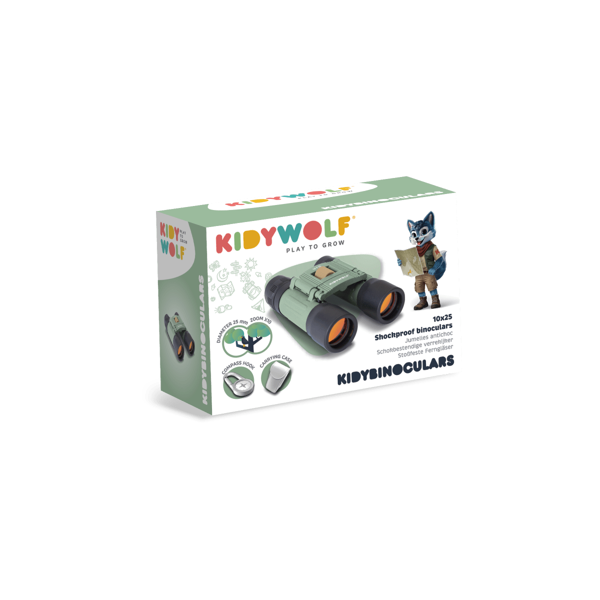 KIDYBINOCULARS Shockproof Binoculars Green – Exploration & Discovery for children, available at Learning Bugs UK