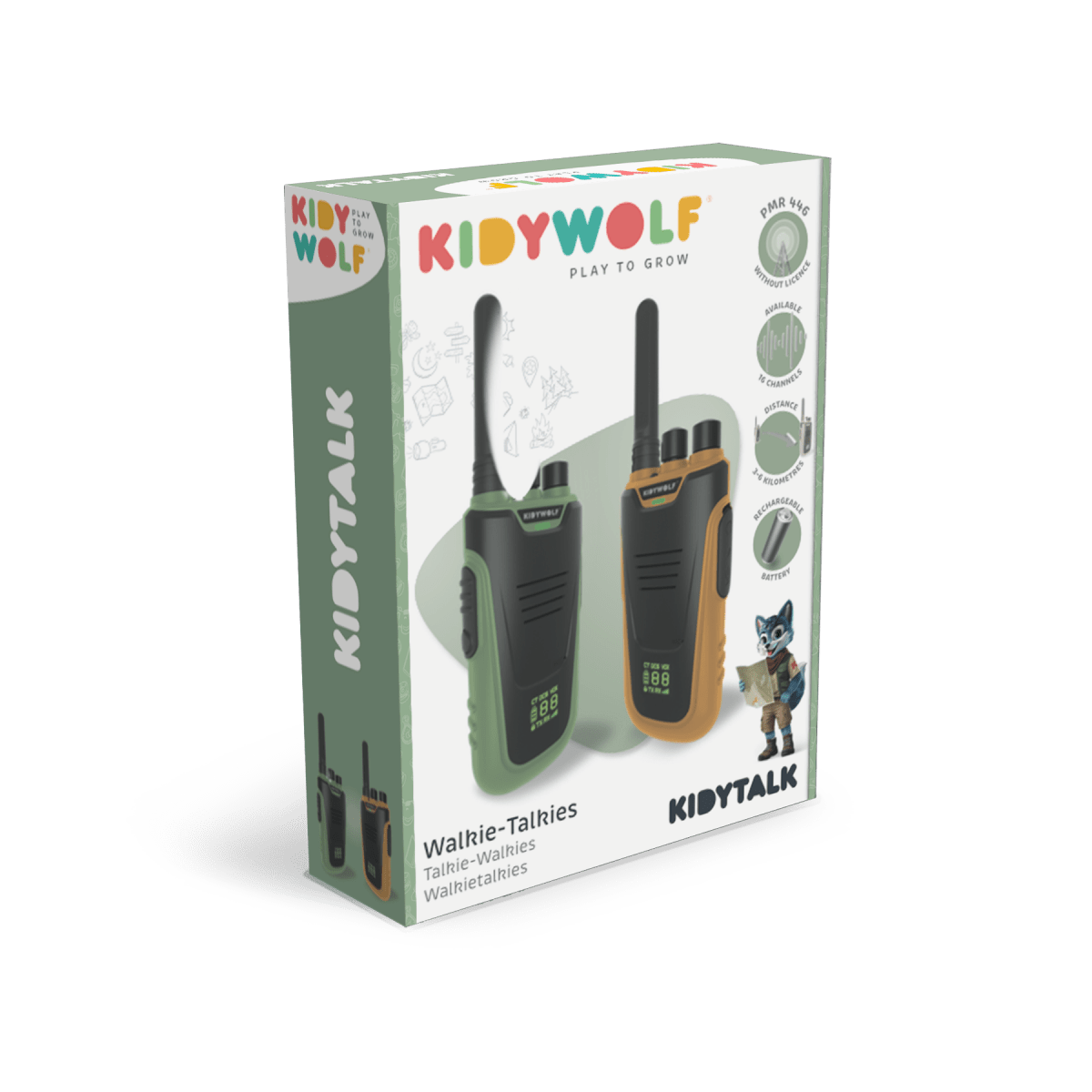 KIDYTALK Long Range Walkie-Talkies Green and Orangea – Exploration & Discovery for children, available at Learning Bugs UK