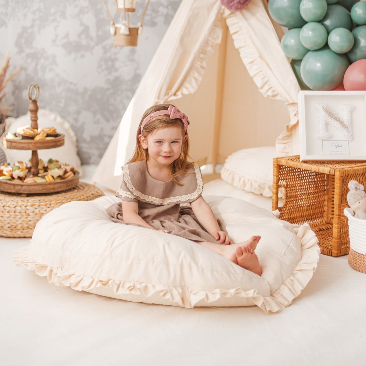 MINICAMP Large Floor Cushion with Ruffled Edges – Floor Pillows for children, available at Learning Bugs UK