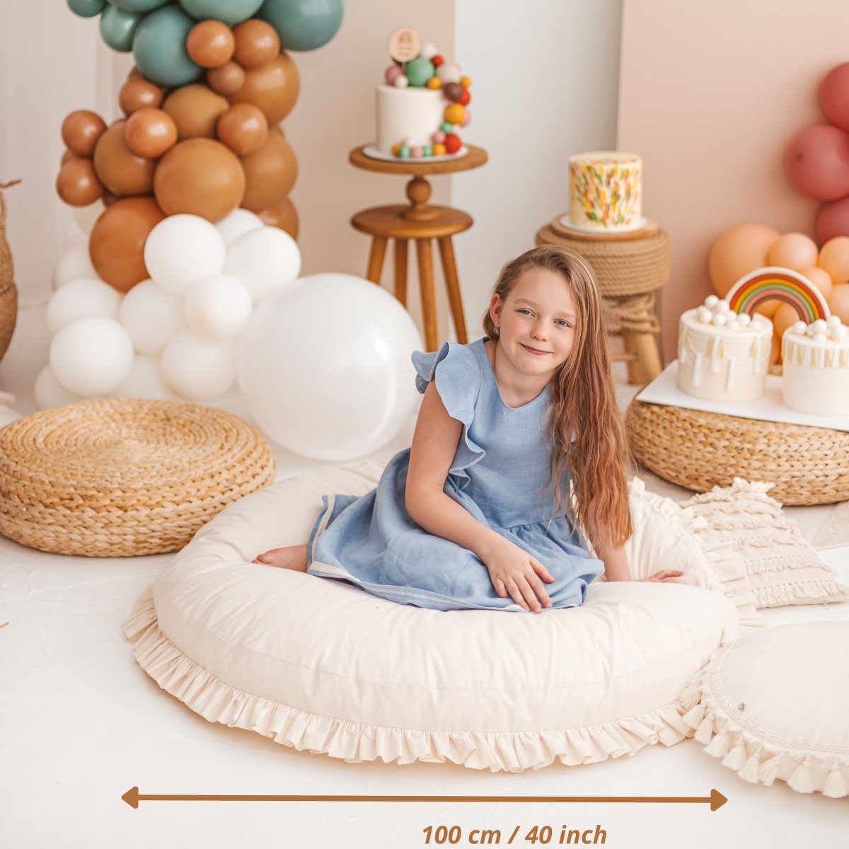 MINICAMP Large Floor Cushion with Ruffled Edges – Floor Pillows for children, available at Learning Bugs UK