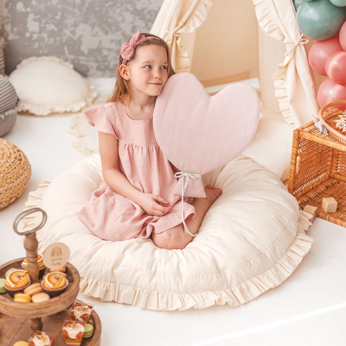 MINICAMP Large Floor Cushion with Ruffled Edges – Floor Pillows for children, available at Learning Bugs UK