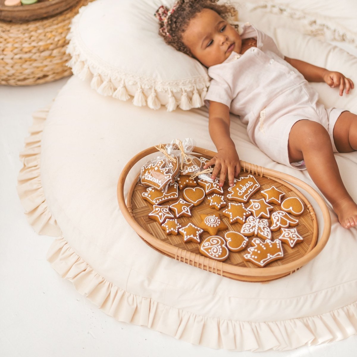 MINICAMP Large Floor Cushion with Ruffled Edges – Floor Pillows for children, available at Learning Bugs UK