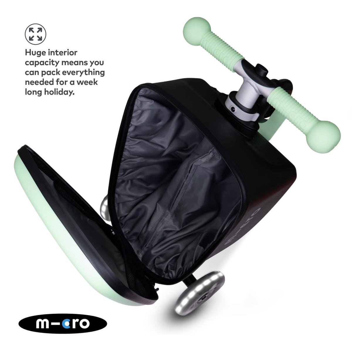 Micro Scooters Mini Micro LED Luggage – Suitcase Scooters for children, available at Learning Bugs UK