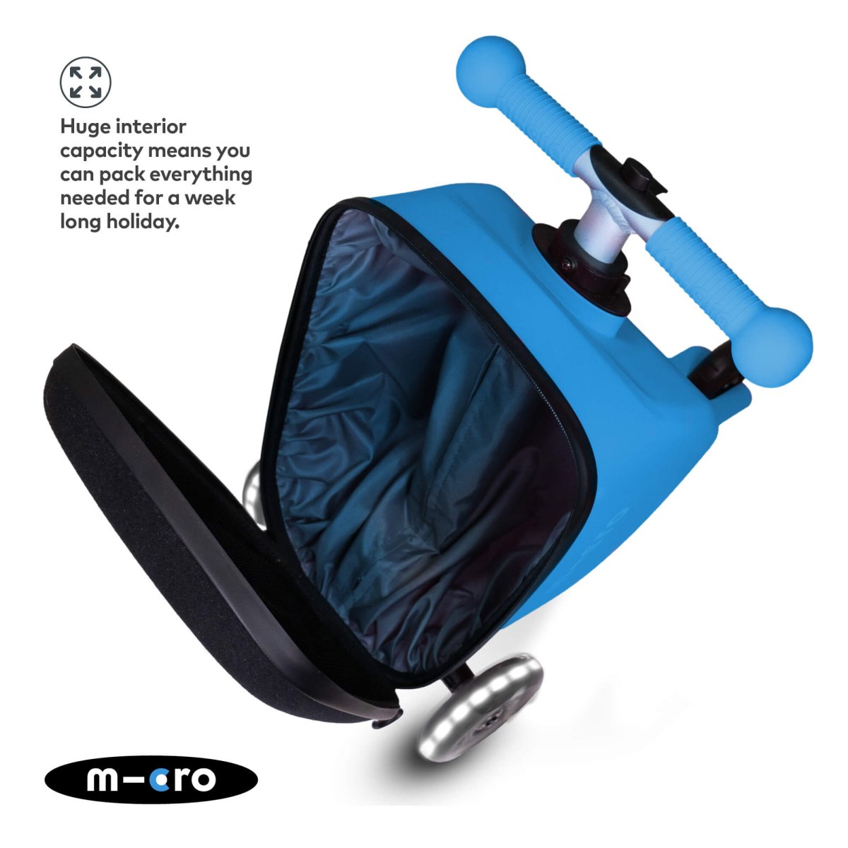 Micro Scooters Mini Micro LED Luggage – Suitcase Scooters for children, available at Learning Bugs UK