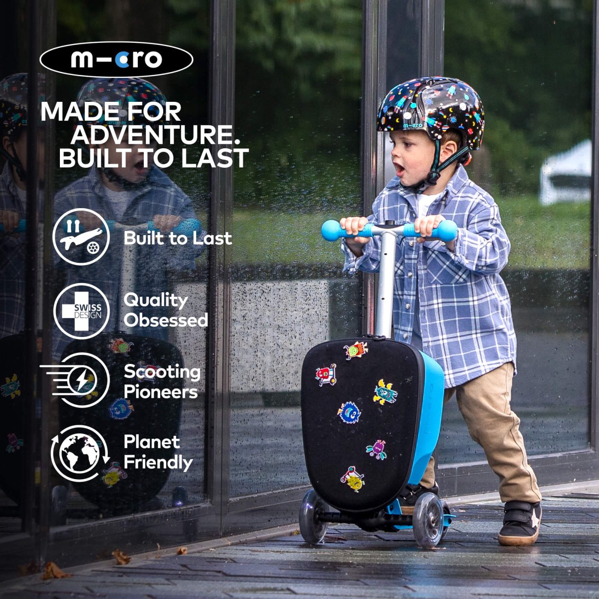Micro Scooters Mini Micro LED Luggage – Suitcase Scooters for children, available at Learning Bugs UK