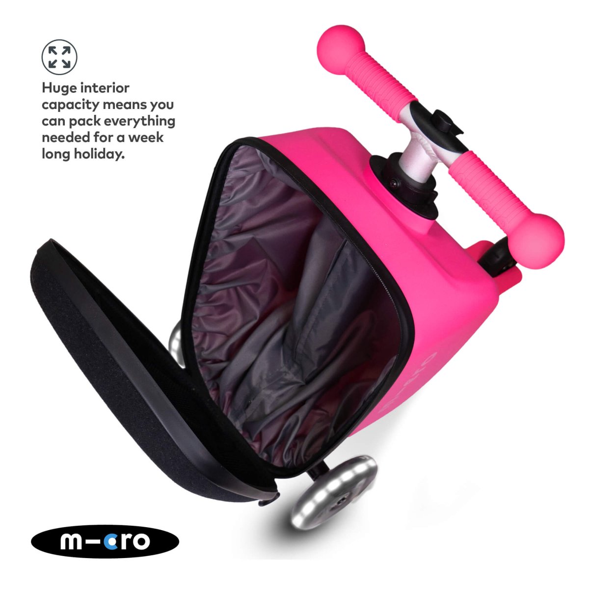 Micro Scooters Mini Micro LED Luggage – Suitcase Scooters for children, available at Learning Bugs UK