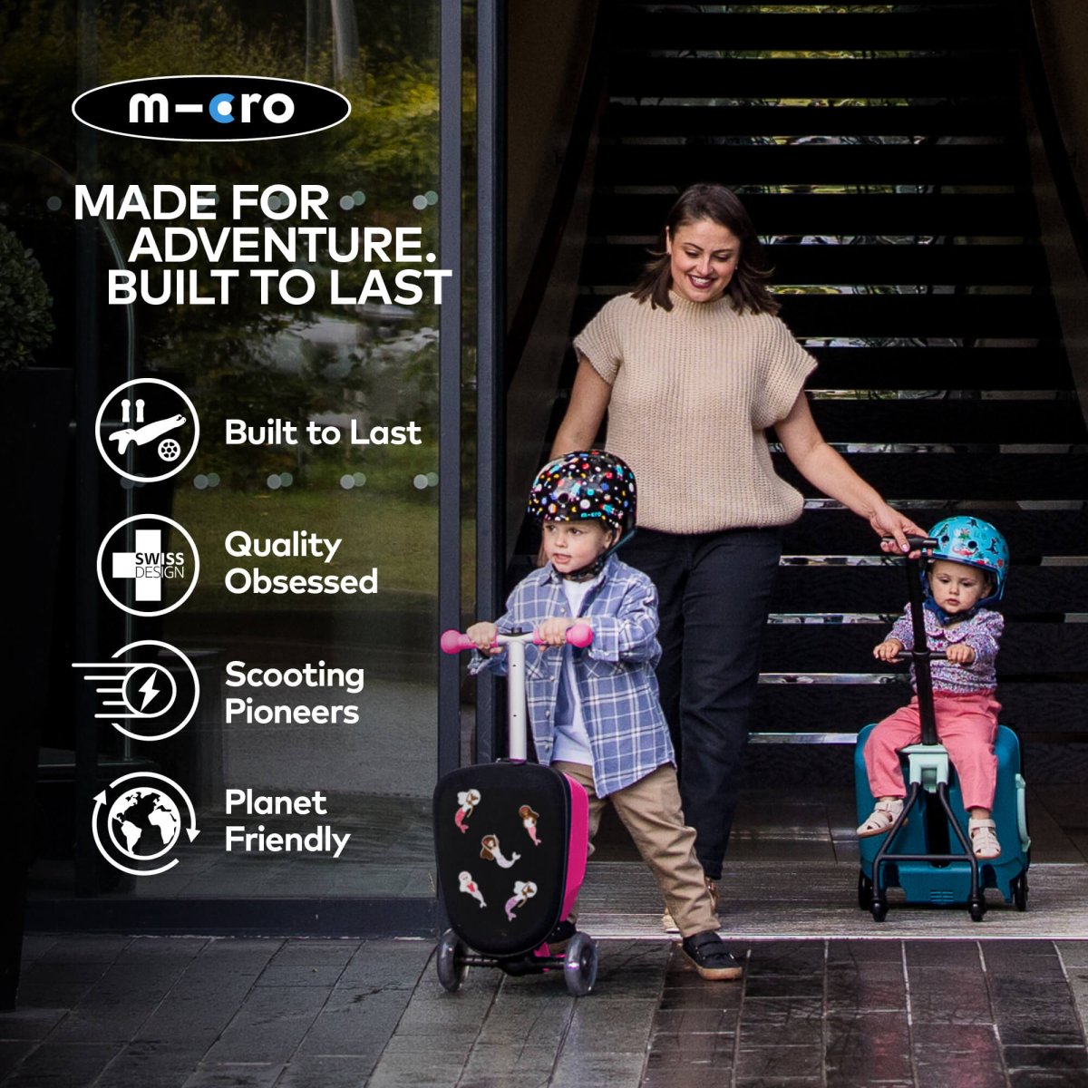 Micro Scooters Mini Micro LED Luggage – Suitcase Scooters for children, available at Learning Bugs UK