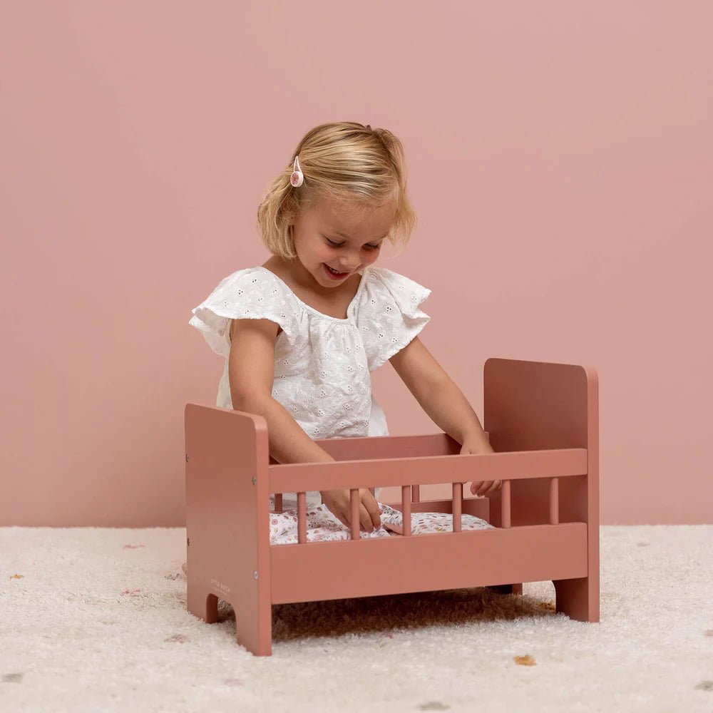 Buy Little Dutch Wooden Doll Bed and Bedding | for kids by Learning Bugs UK
