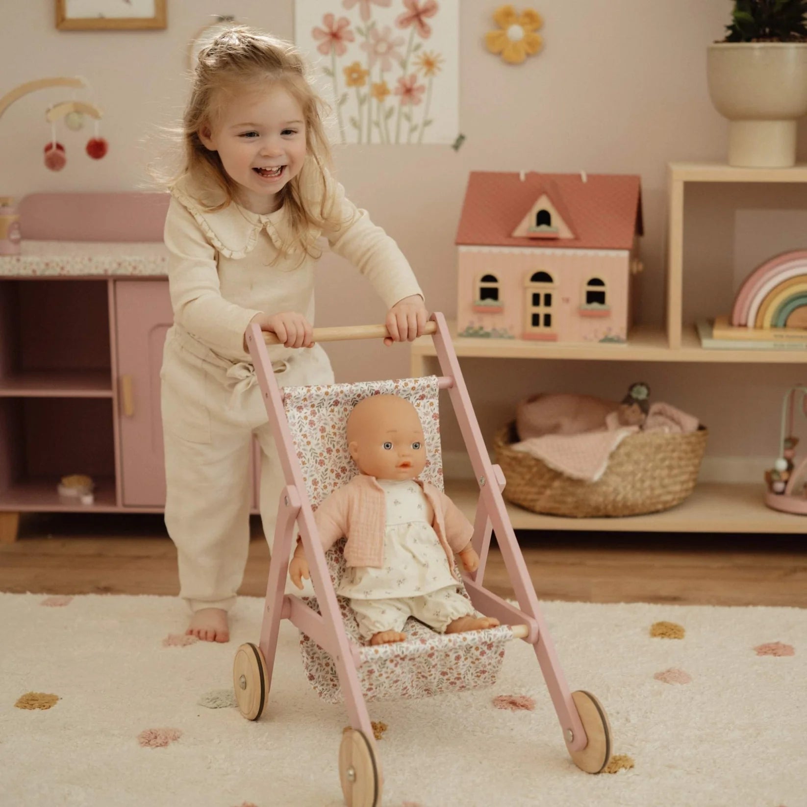 Little Dutch Wooden Doll Stroller