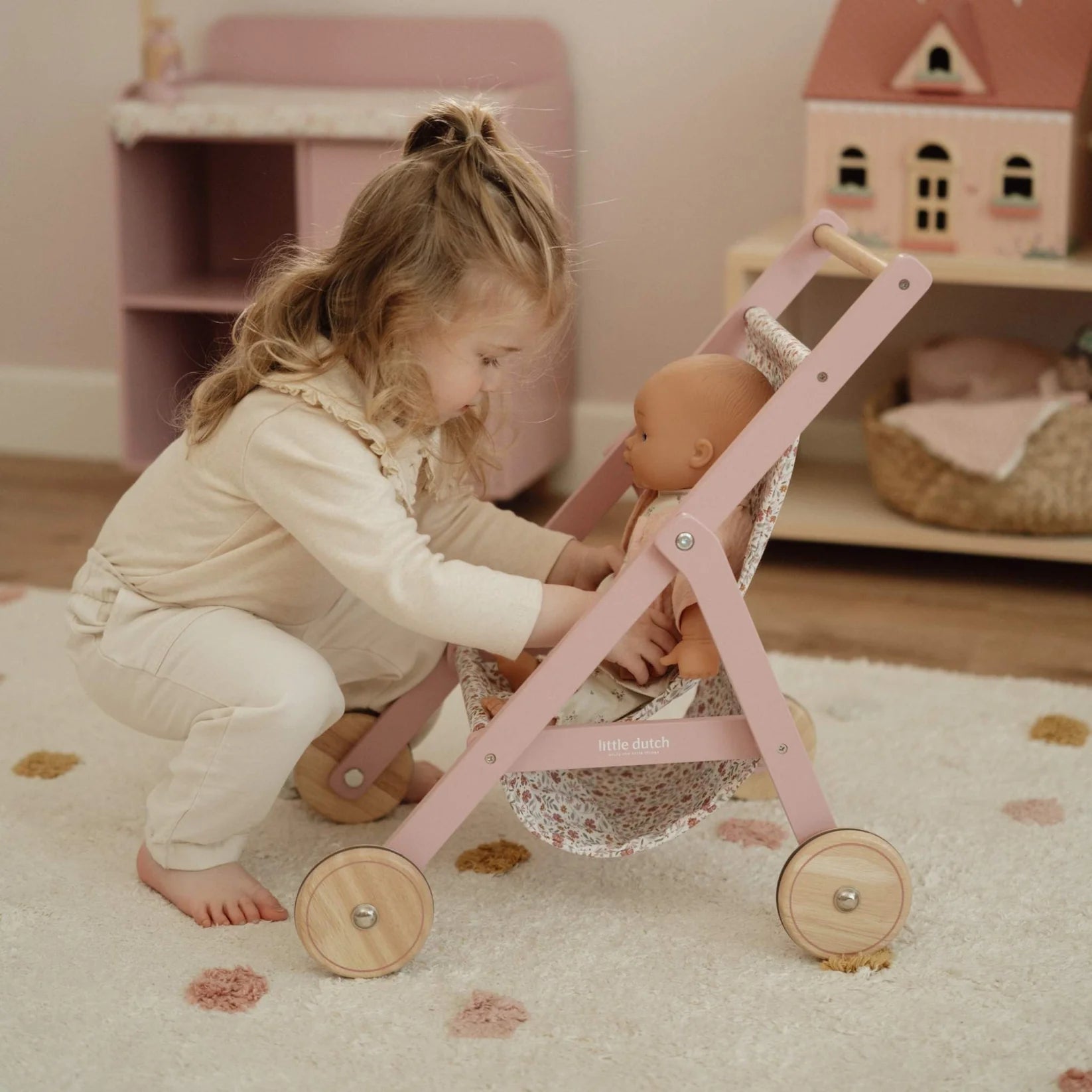 Little Dutch Wooden Doll Stroller