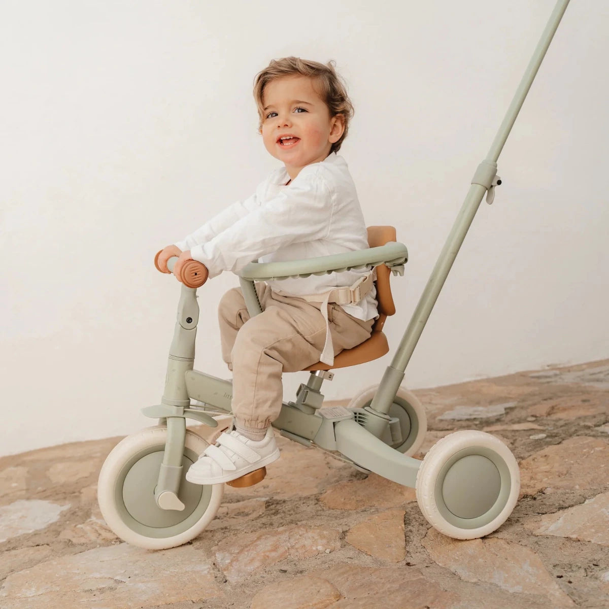 Little Dutch 4 in 1 Trike with Push Bar - Green – Outdoor Toy for children, available at Learning Bugs UK