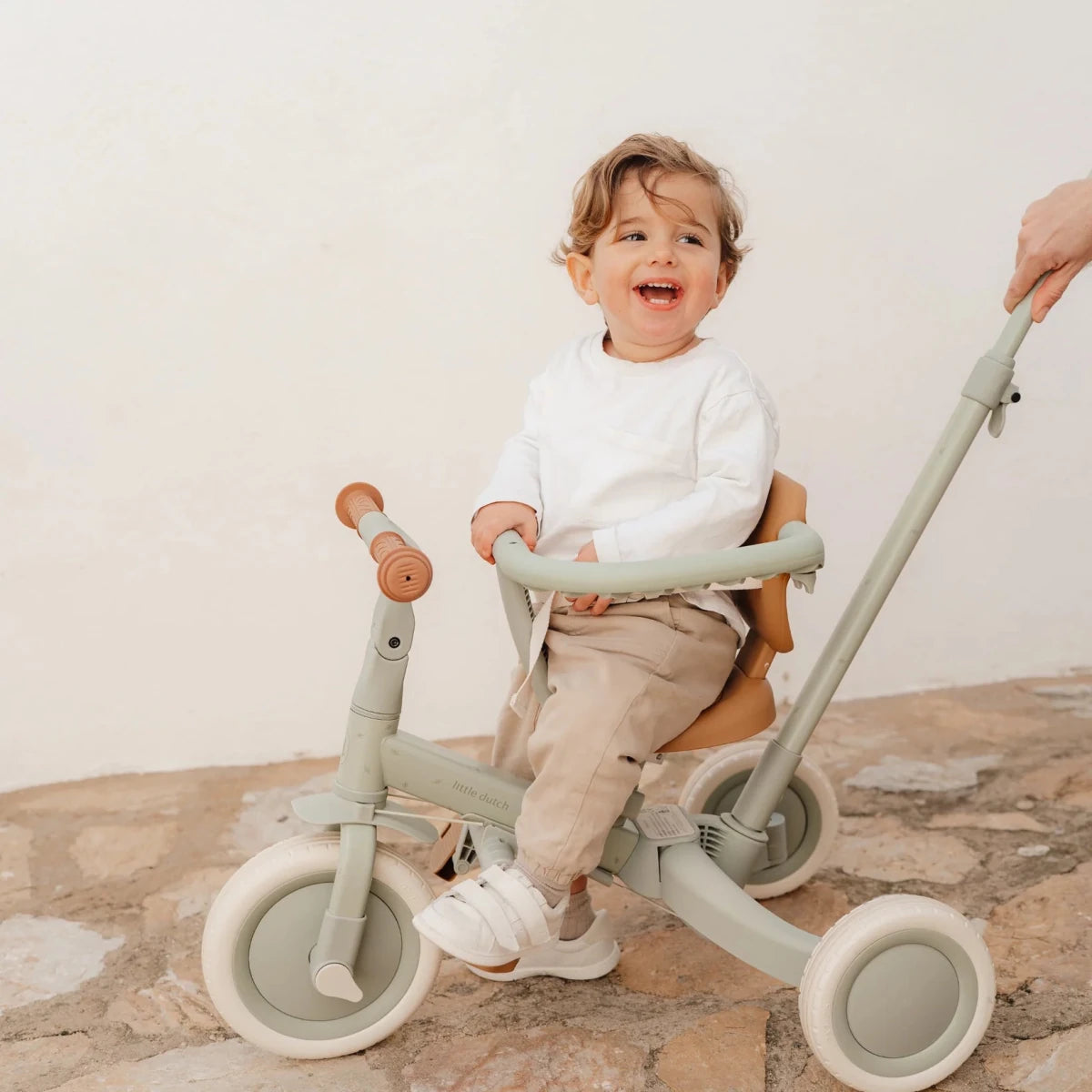 Little Dutch 4 in 1 Trike with Push Bar - Green – Outdoor Toy for children, available at Learning Bugs UK