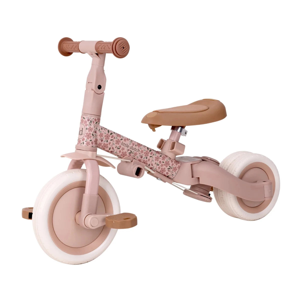 Little Dutch 4 in 1 Trike with Push Bar - Fairy Floral Pink – Trike for children, available at Learning Bugs UK