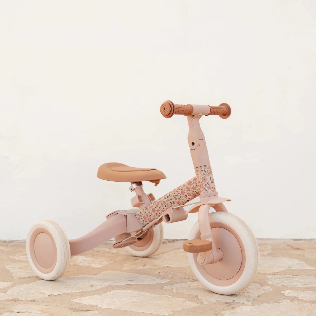 Little Dutch 4 in 1 Trike with Push Bar - Fairy Floral Pink – Trike for children, available at Learning Bugs UK