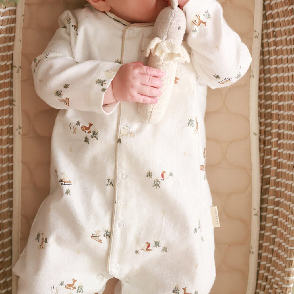 Christmas Baby Flannel Sleepsuit - Winter Ski