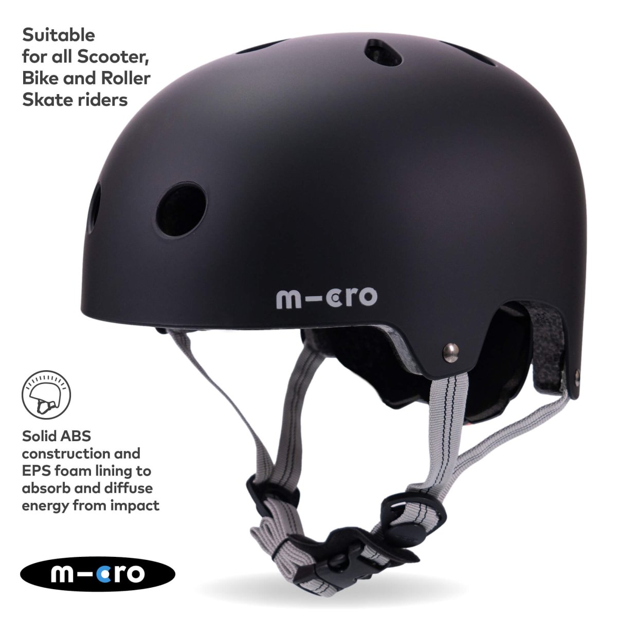 Micro Scooters Micro Plain Deluxe Helmet – Helmets for children, available at Learning Bugs UK