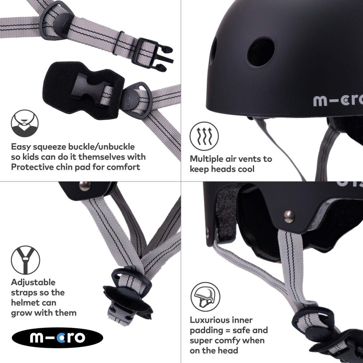 Micro Scooters Micro Plain Deluxe Helmet – Helmets for children, available at Learning Bugs UK