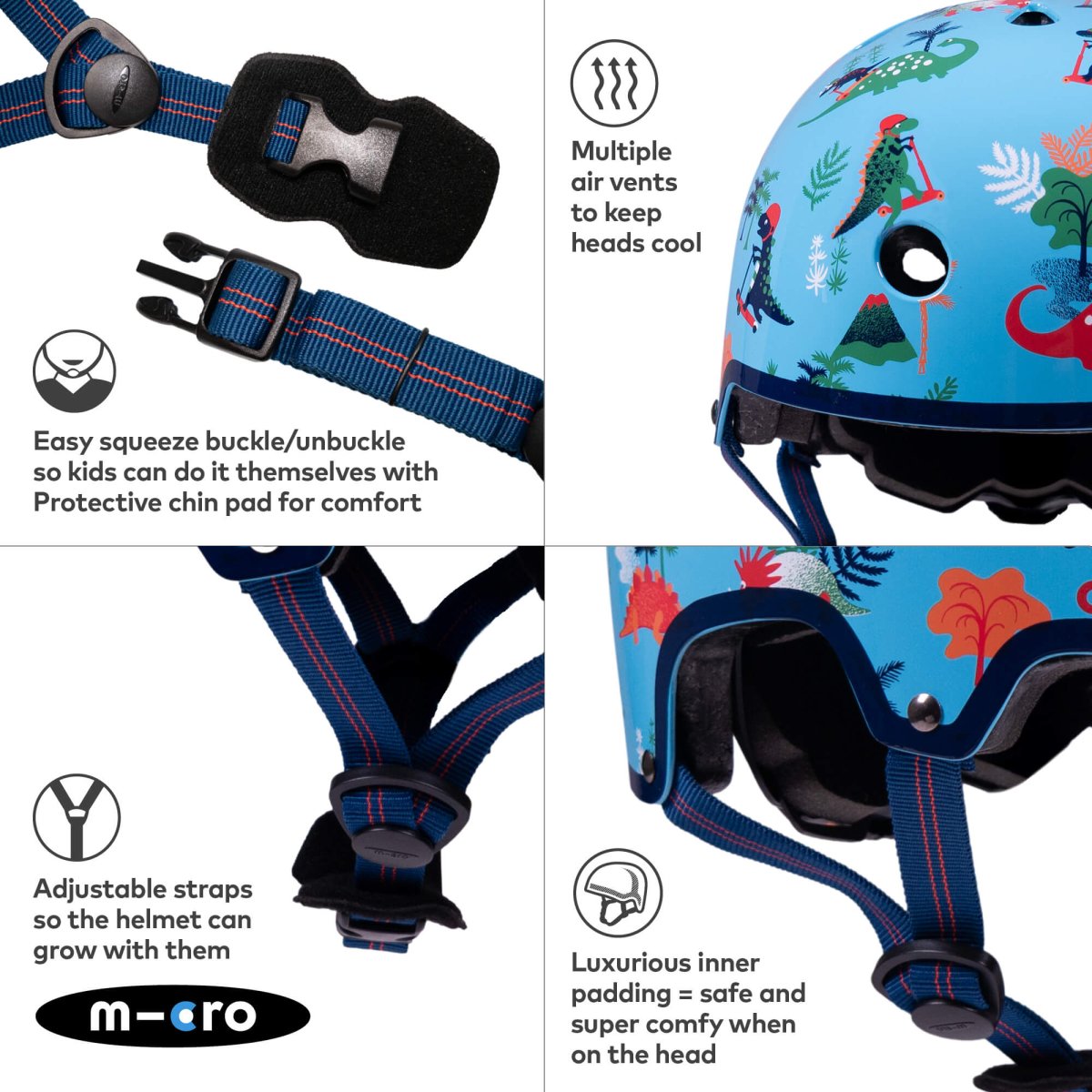 Micro Scooters Micro Printed Deluxe Helmet – Helmets for children, available at Learning Bugs UK