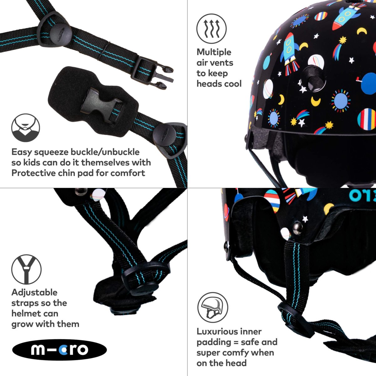 Micro Scooters Micro Printed Deluxe Helmet – Helmets for children, available at Learning Bugs UK