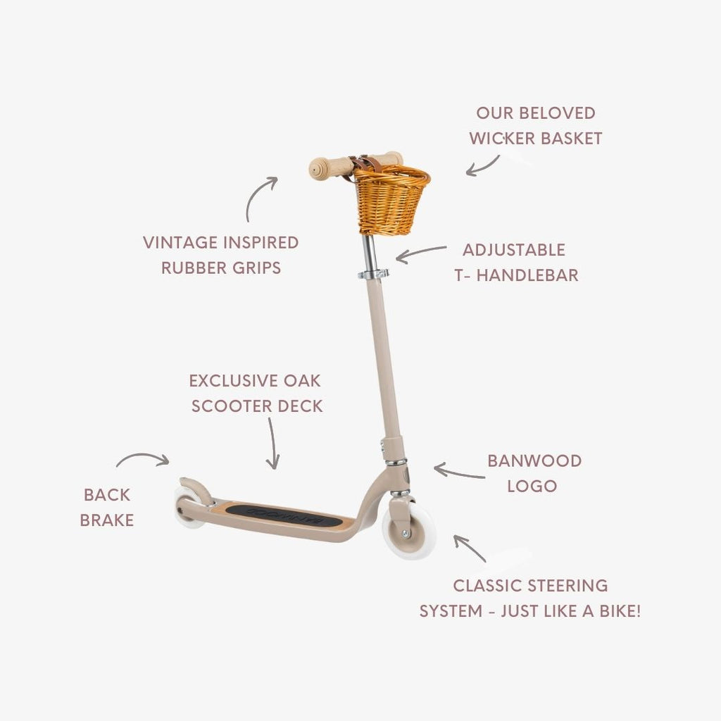 Banwood Maxi Scooter – Kids Two-Wheel Scooter (Beige)