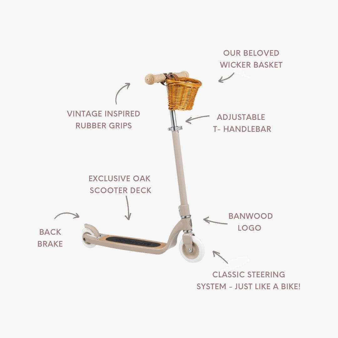 Banwood Maxi Scooter – Kids Two-Wheel Scooter (Beige)