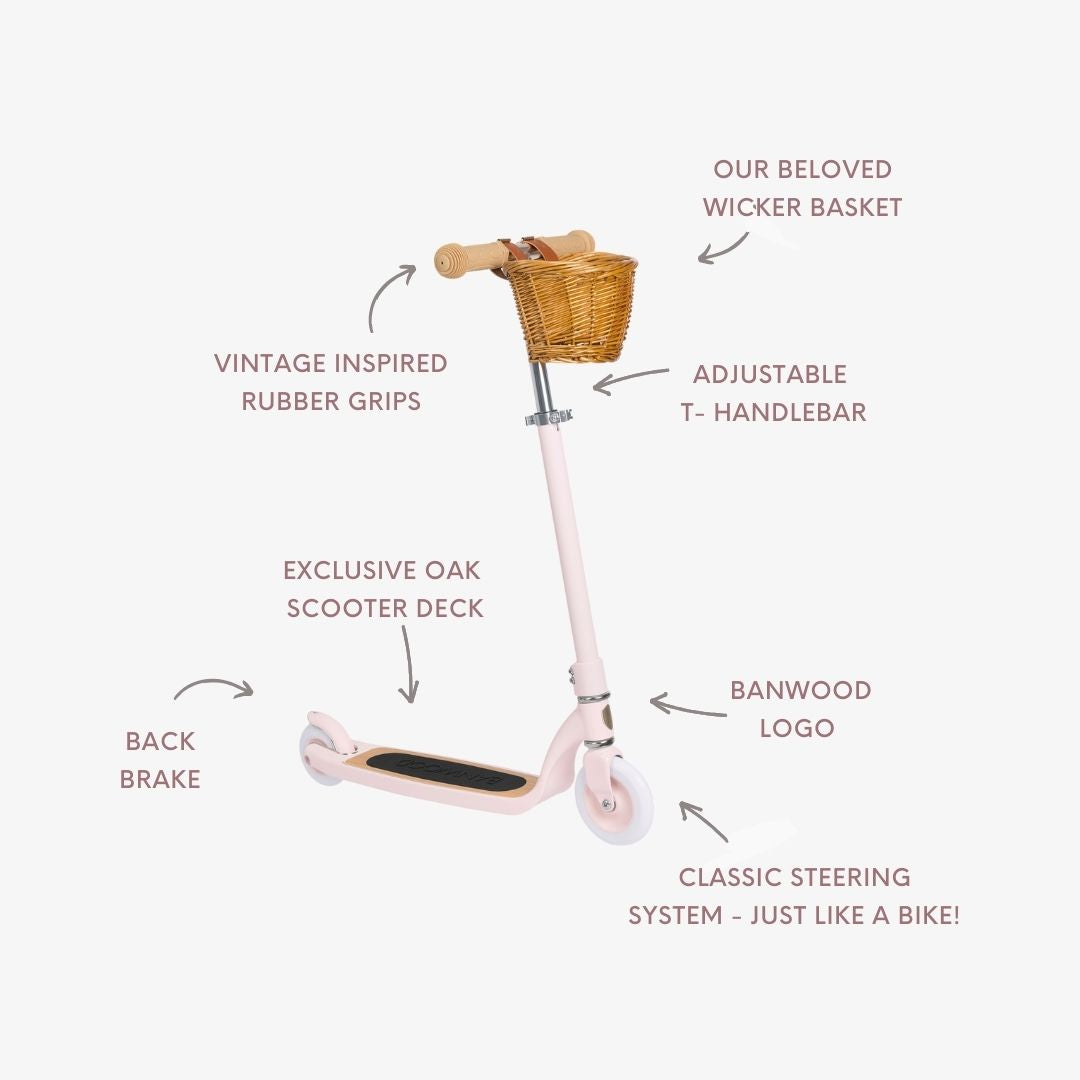 Banwood Maxi Scooter – Kids Two-Wheel Scooter (Pink)