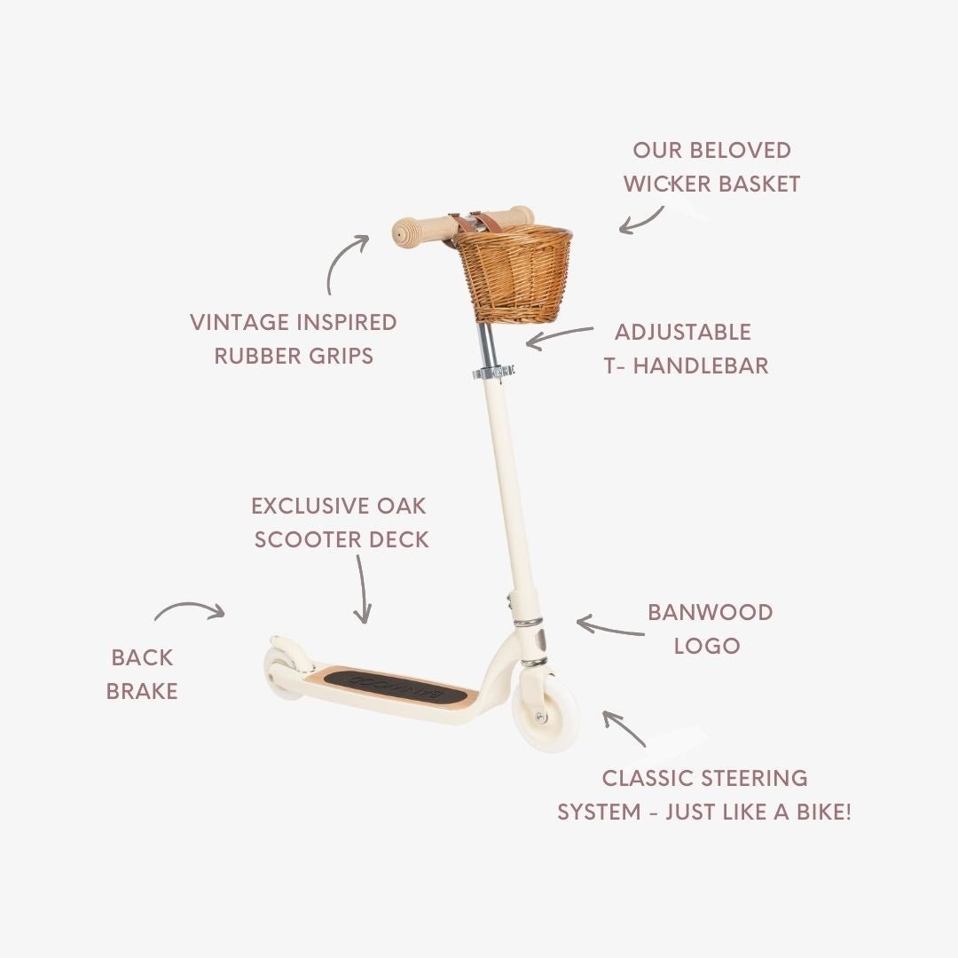 Buy Banwood Maxi Scooter – Kids Two - Wheel Scooter (Cream) | SCOOTER_MAX for kids by Learning Bugs UK