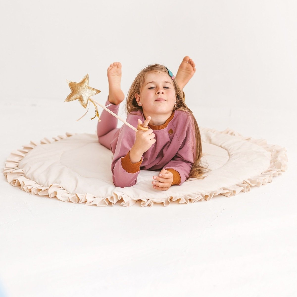 MINICAMP Kids Playmat with Ruffled Border in Ecru – Playmats for children, available at Learning Bugs UK