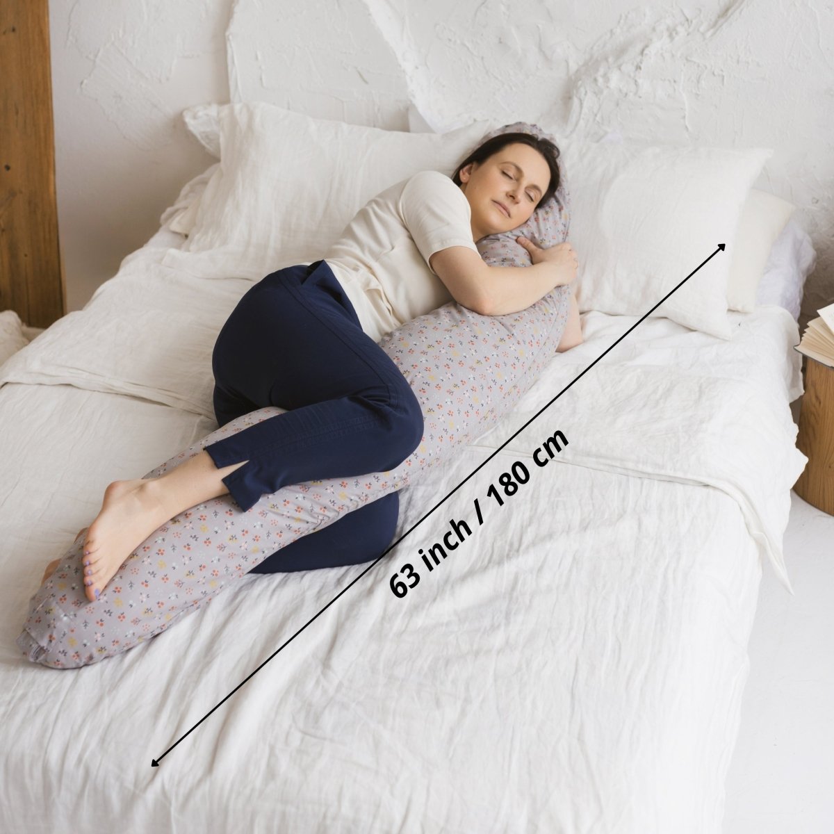 MINICAMP C-Shape Nursing & Pregnancy Pillow with Organic Grey Cover | Kapok & Latex Blend or PES Filling – Nursing Pillows for children, available at Learning Bugs UK