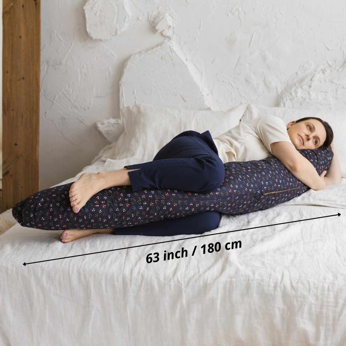 MINICAMP C-Shape Nursing & Pregnancy Pillow with Organic Navy Blue Cover | Kapok & Latex Blend or PES Filling – Nursing Pillows for children, available at Learning Bugs UK