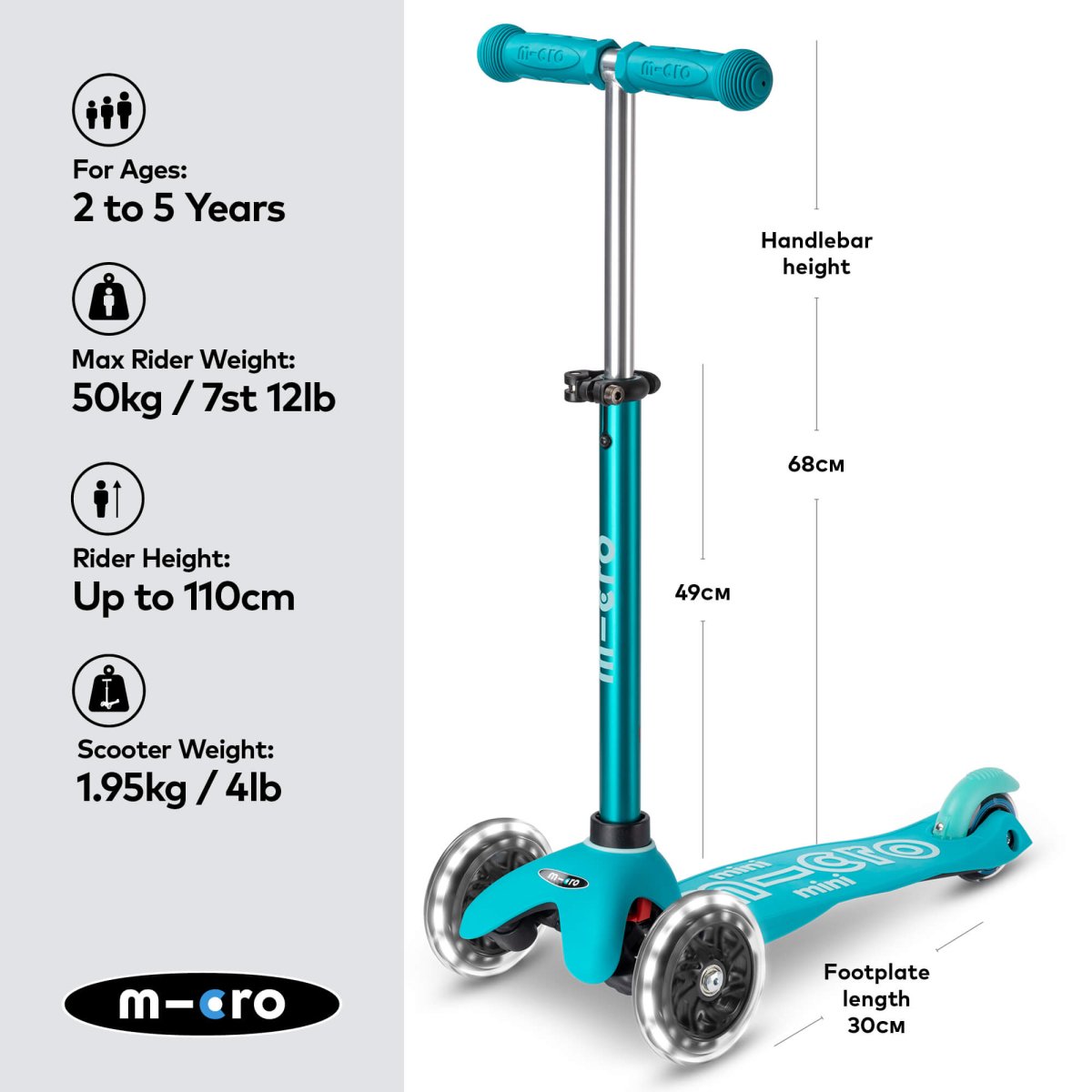 Mini Micro Scooter Deluxe LED – for children, available at Learning Bugs UK