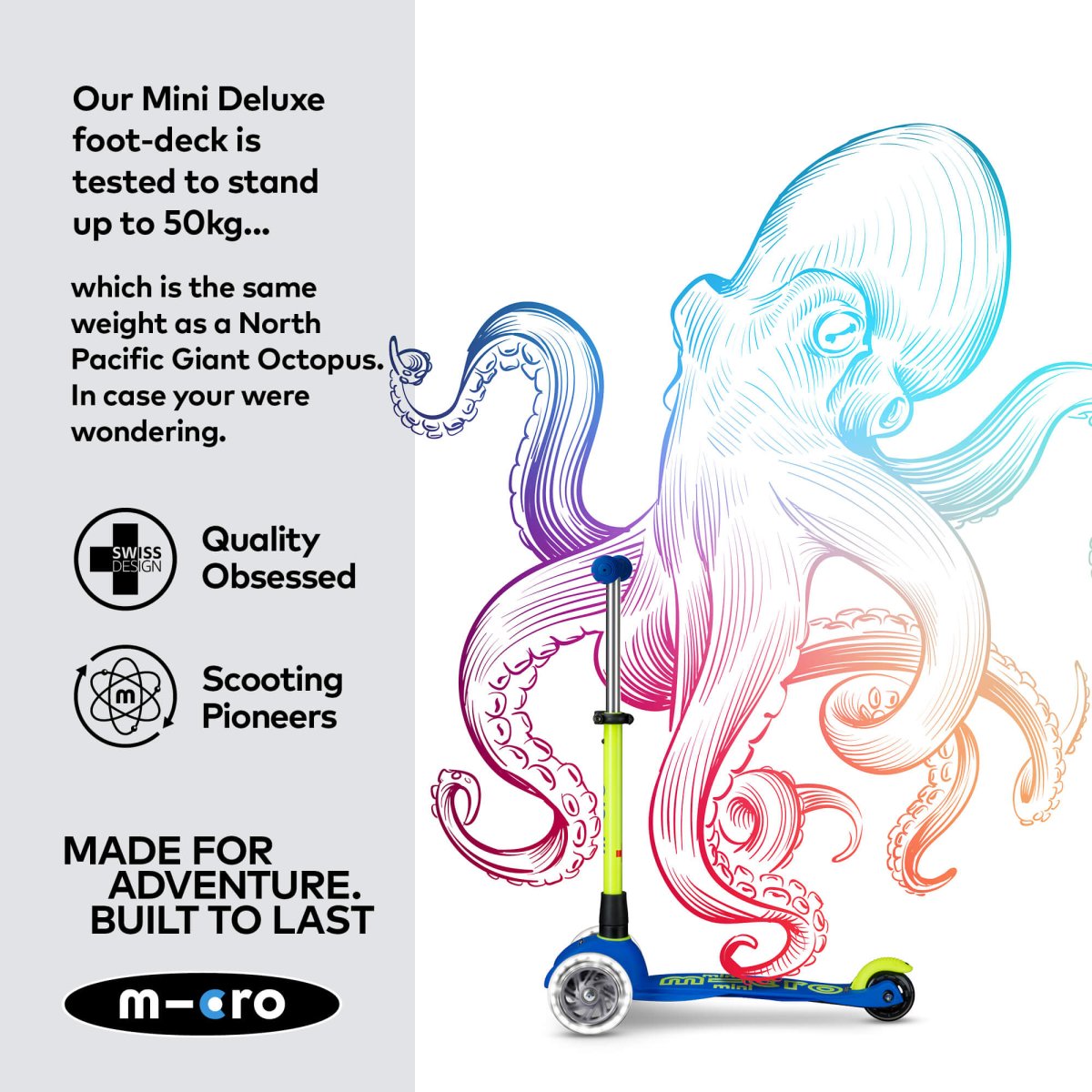 Micro Scooters Mini Micro Scooter Deluxe LED – Scooters for children, available at Learning Bugs UK