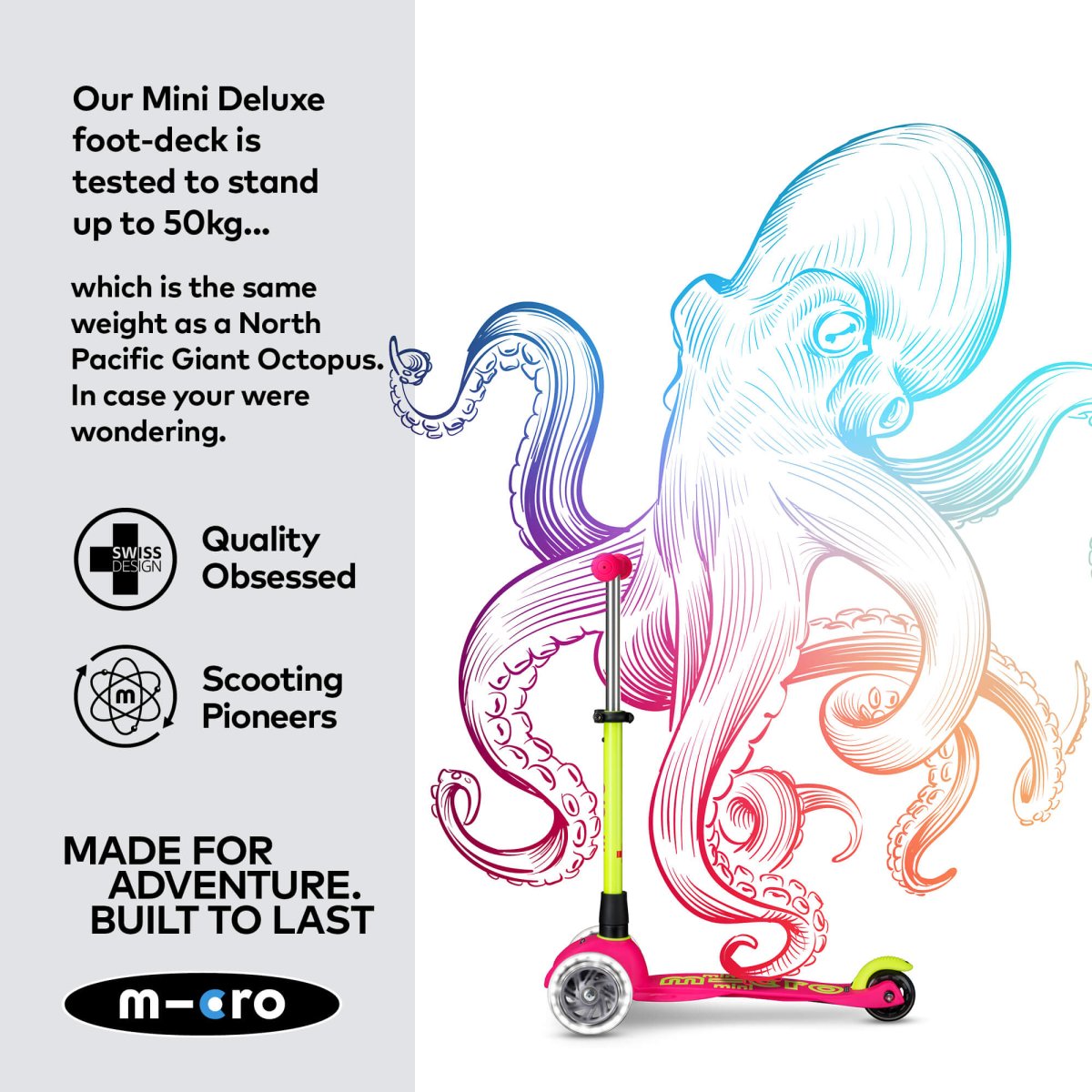 Micro Scooters Mini Micro Scooter Deluxe LED – Scooters for children, available at Learning Bugs UK