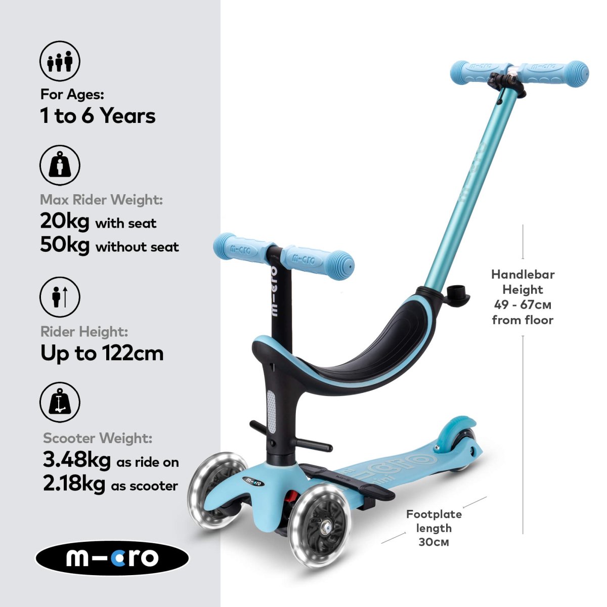 Micro Scooters Mini Micro 4-in-1 Mini 2 Grow Scooter – Scooters for children, available at Learning Bugs UK