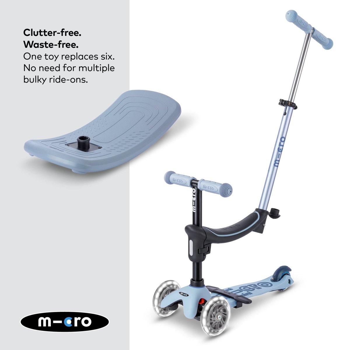 Mini Micro 6-in-1 Rock & Go Scooter – for children, available at Learning Bugs UK