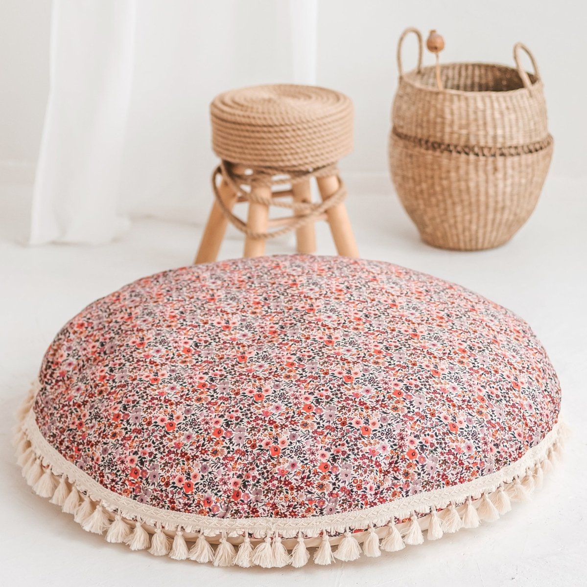 MINICAMP Big Floor Cushion in Rose Flower Pattern – Floor Pillows for children, available at Learning Bugs UK