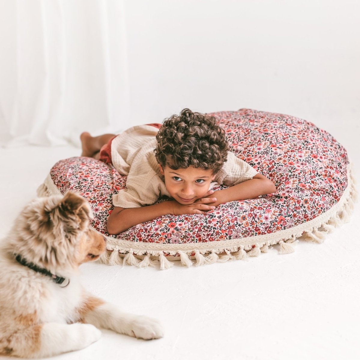 MINICAMP Big Floor Cushion in Rose Flower Pattern – Floor Pillows for children, available at Learning Bugs UK