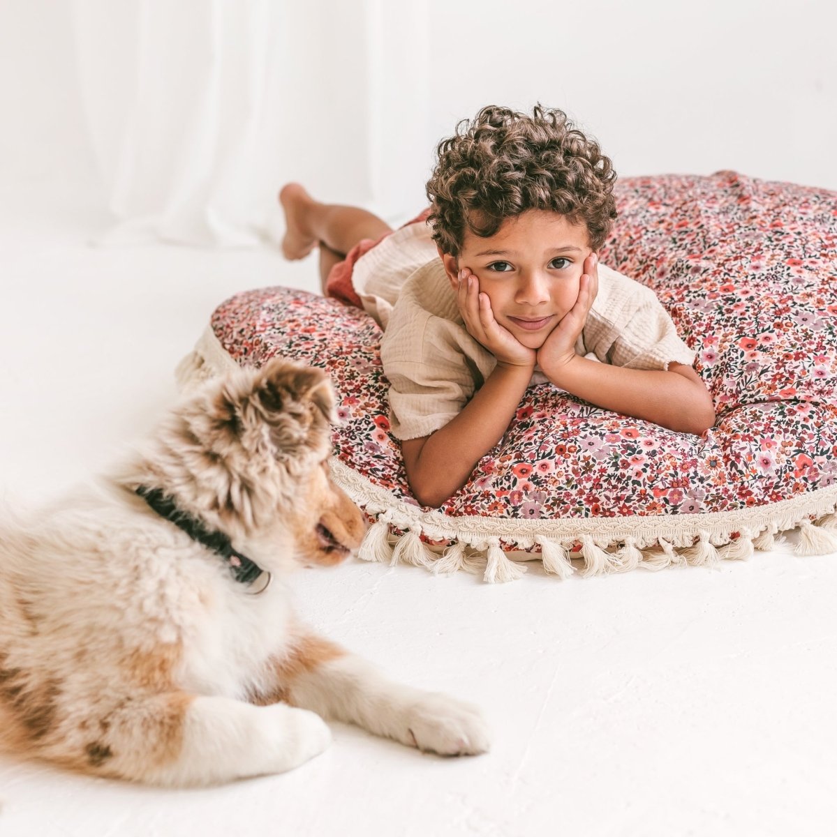 MINICAMP Big Floor Cushion in Rose Flower Pattern – Floor Pillows for children, available at Learning Bugs UK