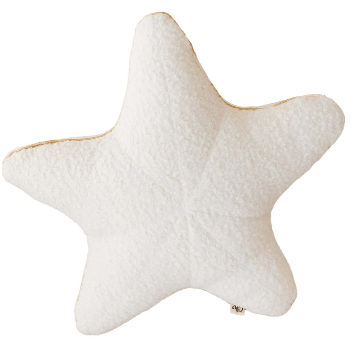 MINICAMP Ecru Boucle Starfish Cushion with Chic Golden Trim – Decorative Pillows for children, available at Learning Bugs UK