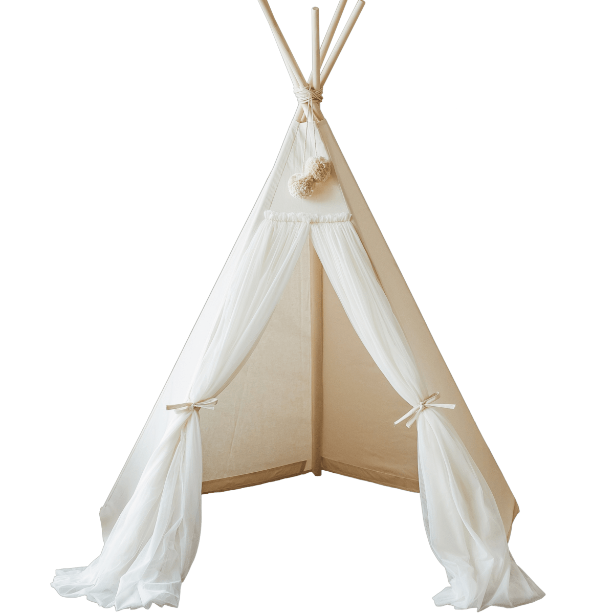 MINICAMP Fairy Kids Play Tent with Tulle in Ecru – Teepees for children, available at Learning Bugs UK