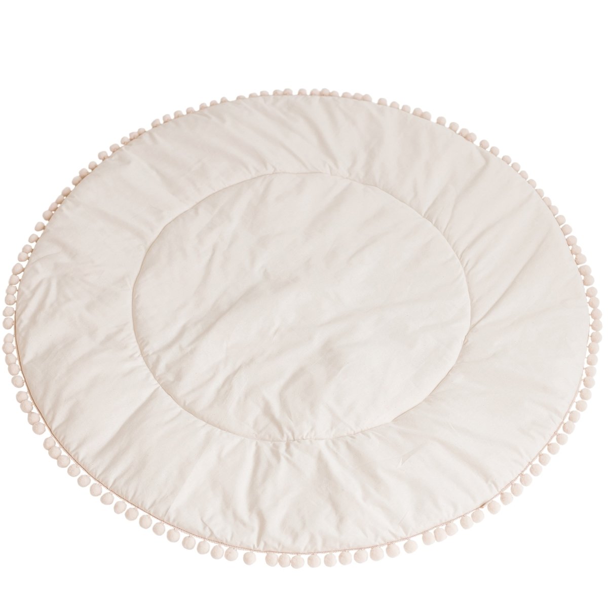 MINICAMP Kids Playmat with Pompom Border in Ecru – Playmats for children, available at Learning Bugs UK